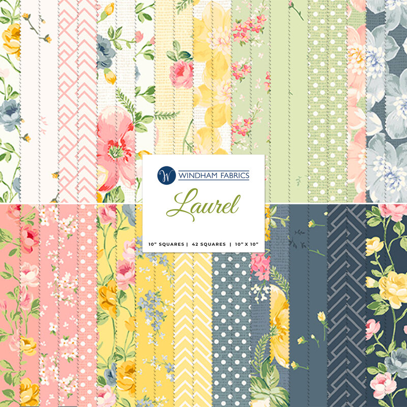 A collage of fabrics included in the Laurel 10