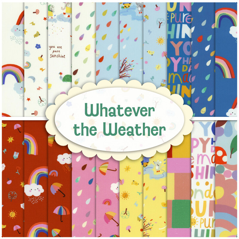 Collage image of fabrics included in the Whatever the Weather collection