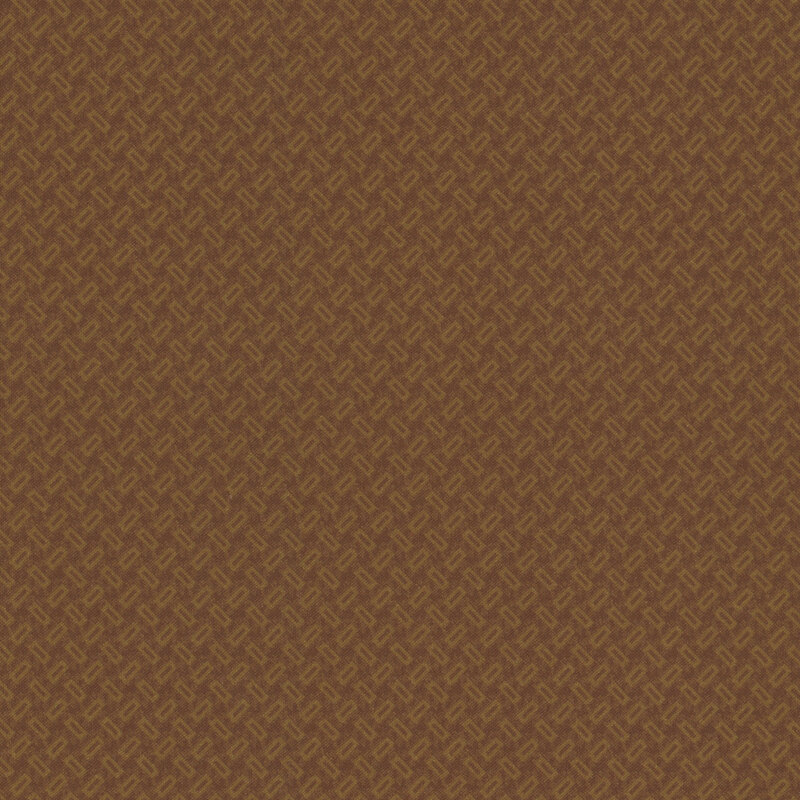 fabric featuring a woven pattern of light brown rectangles with a brown background.