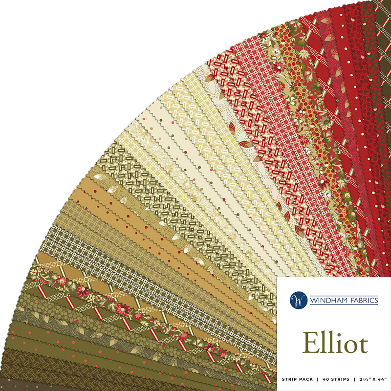 collage of all fabrics included in Elliot jelly roll