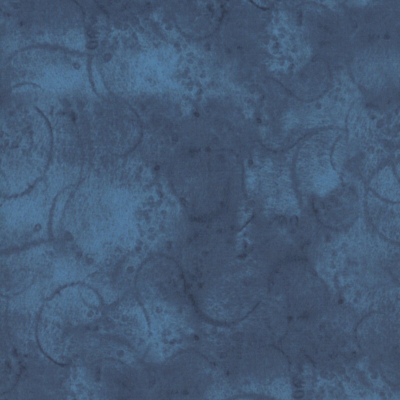 Digital image of navy blue mottled fabric with swirls and partial tonal circles all over for a textured effect