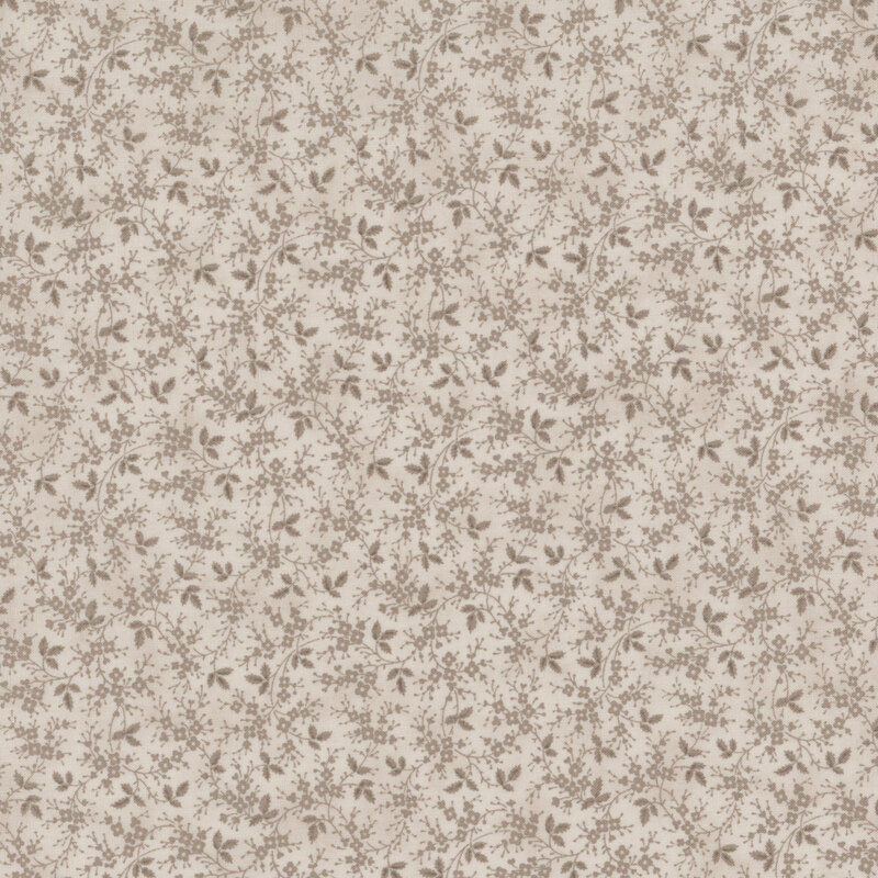 light gray tonal fabric featuring gray flowers on vines