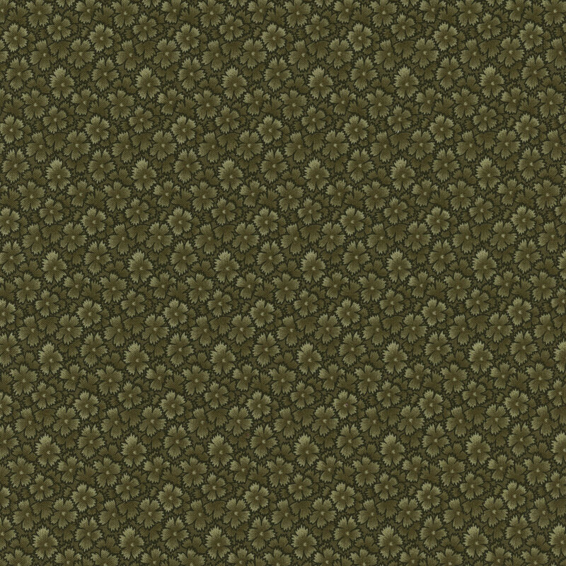 forest green fabric featuring packed tonal flowers