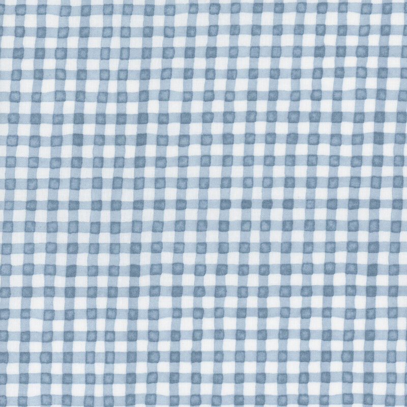 watercolor styled gingham fabric featuring cream and dutch blue coloring