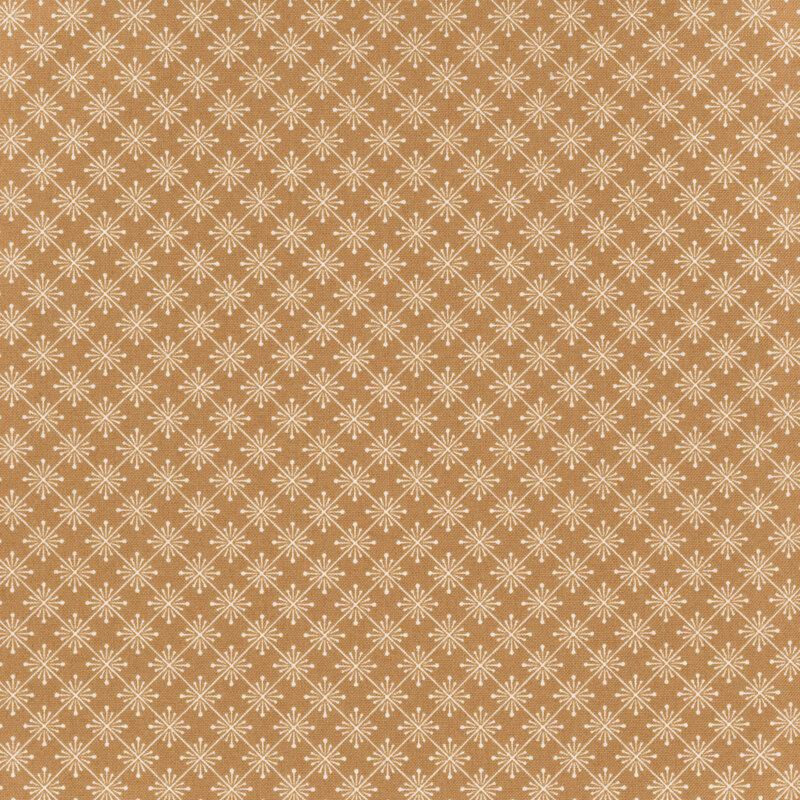 tan fabric featuring a white burst grid pattern