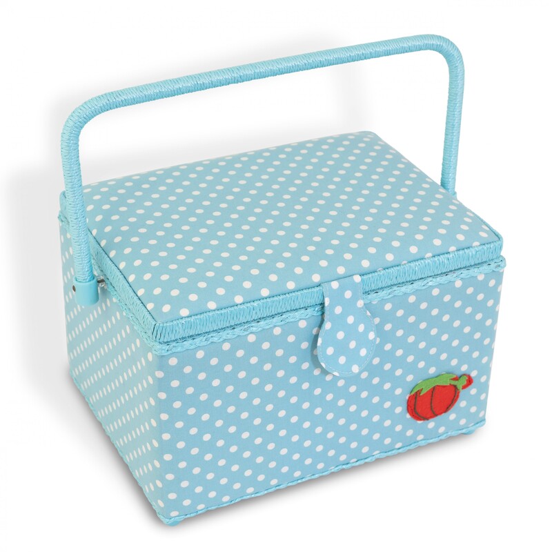 Premium Sewing Basket Set Large Aqua Dot