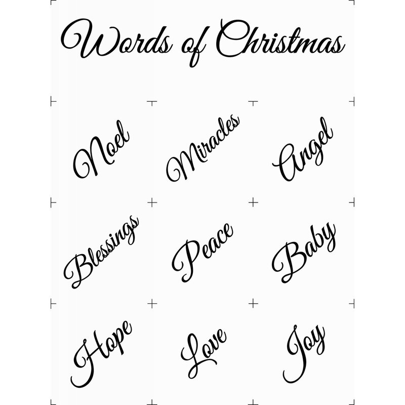 Full, digitized version of the Words Of Christmas panel, featuring nine christmas themed words