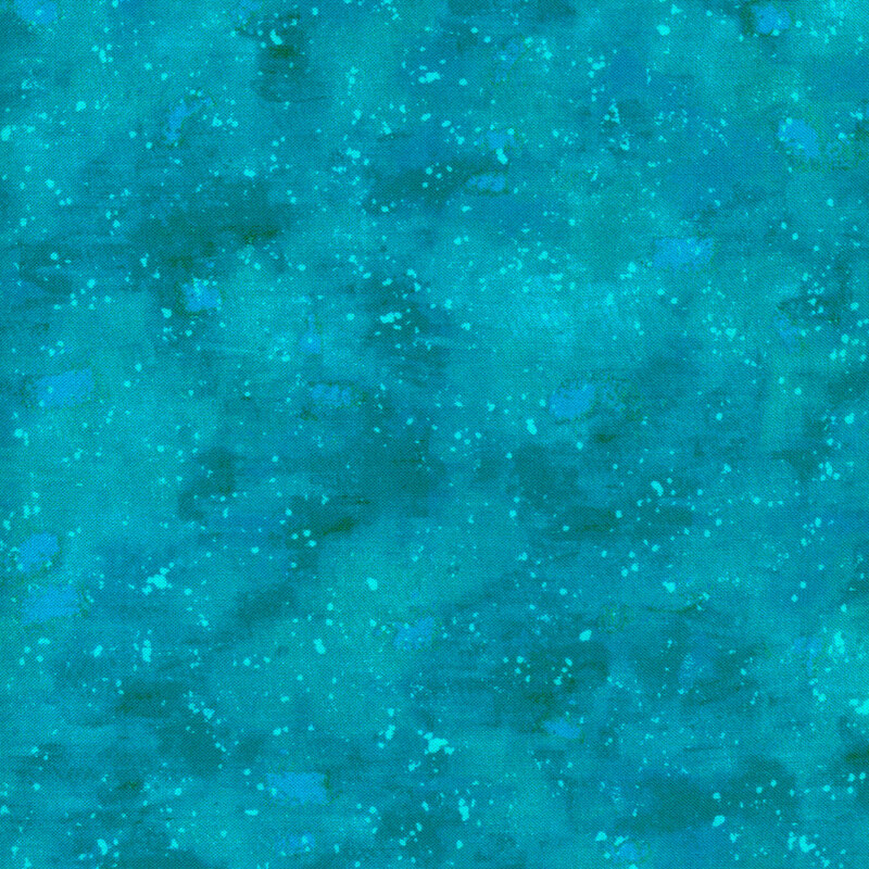 This fabric has a tonal dark teal painted and splattered texture