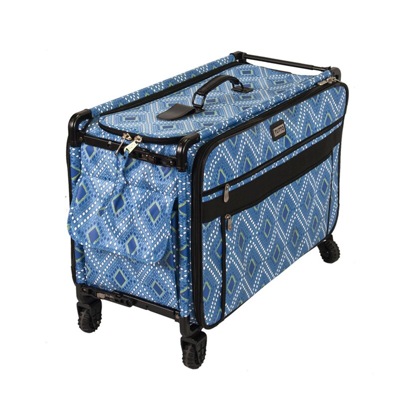 Tutto Sewing Machine Case On Wheels Extra Large 24in Blue Diamond