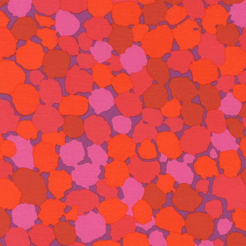 vibrant pink and red abstract dots over a fuschia purple background