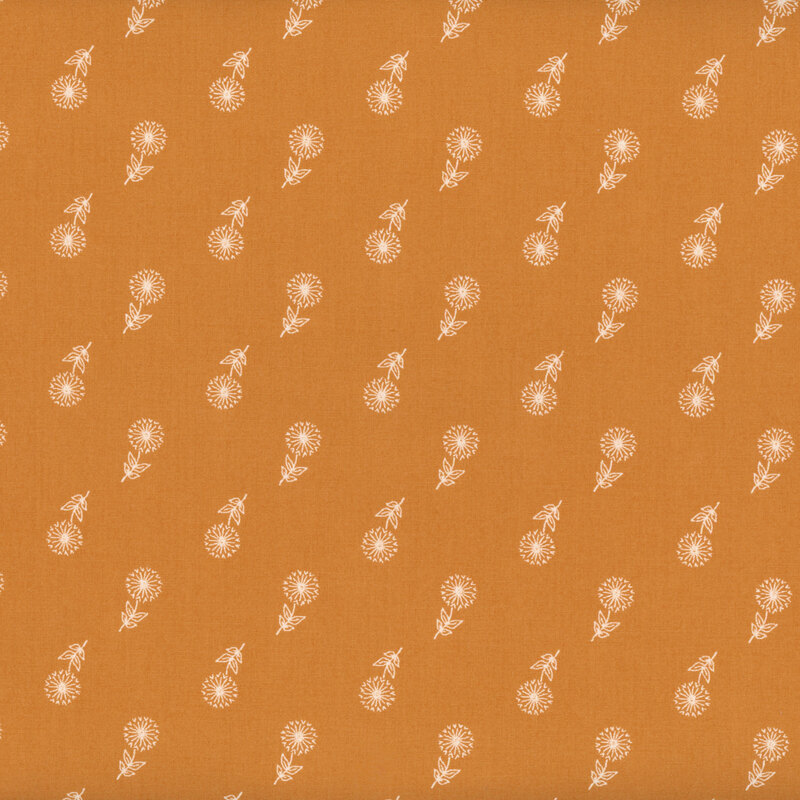 Small cream alternating flowers on burnt orange fabric