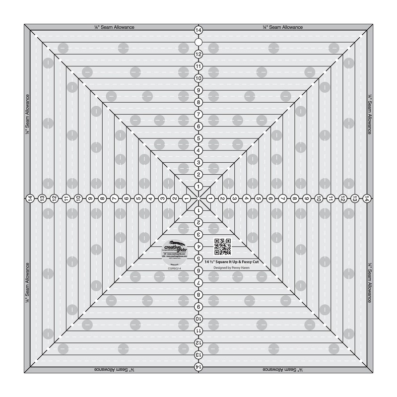Creative Grids 14-1/2in Square It Up or Fussy Cut Square Quilt Ruler