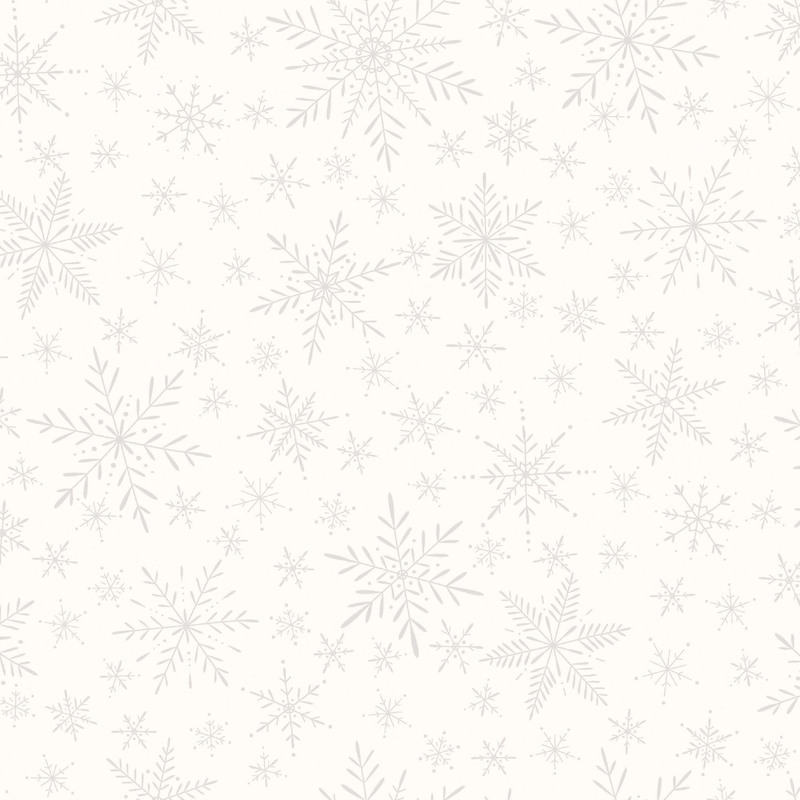 Light gray snowflakes of varying sizes scattered across a pale background.