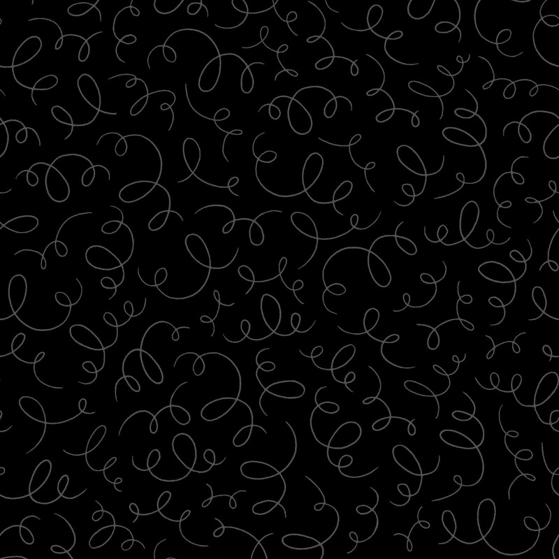 Tonal black fabric with squiggly lines tossed all over