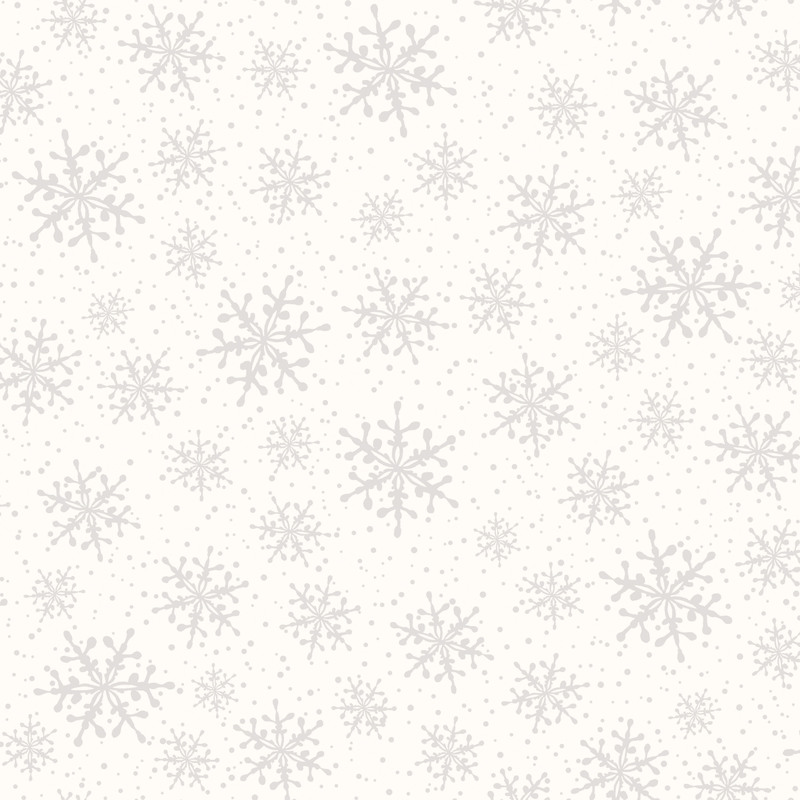 White fabric with tonal white snowflakes all over