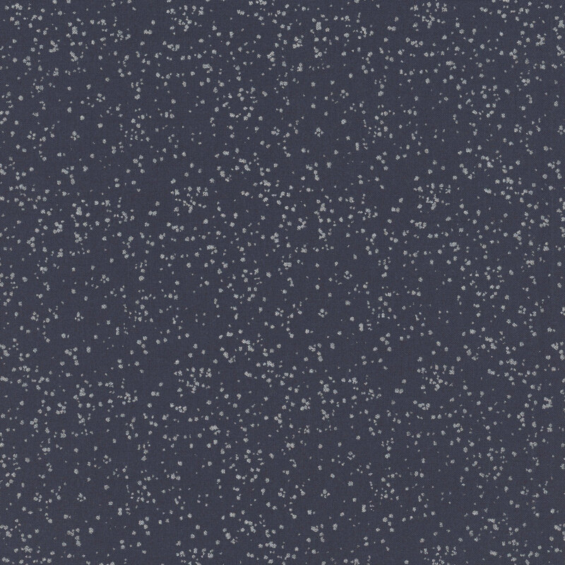 navy blue fabric with metallic silver speckling