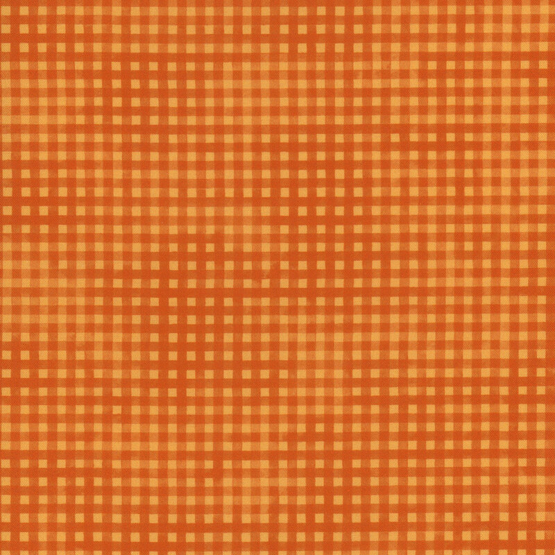 bright orange mottled fabric with darker orange gingham striping