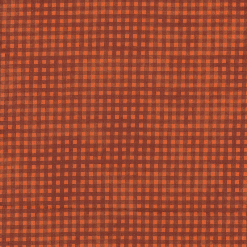 bronze mottled fabric with burnt orange gingham striping