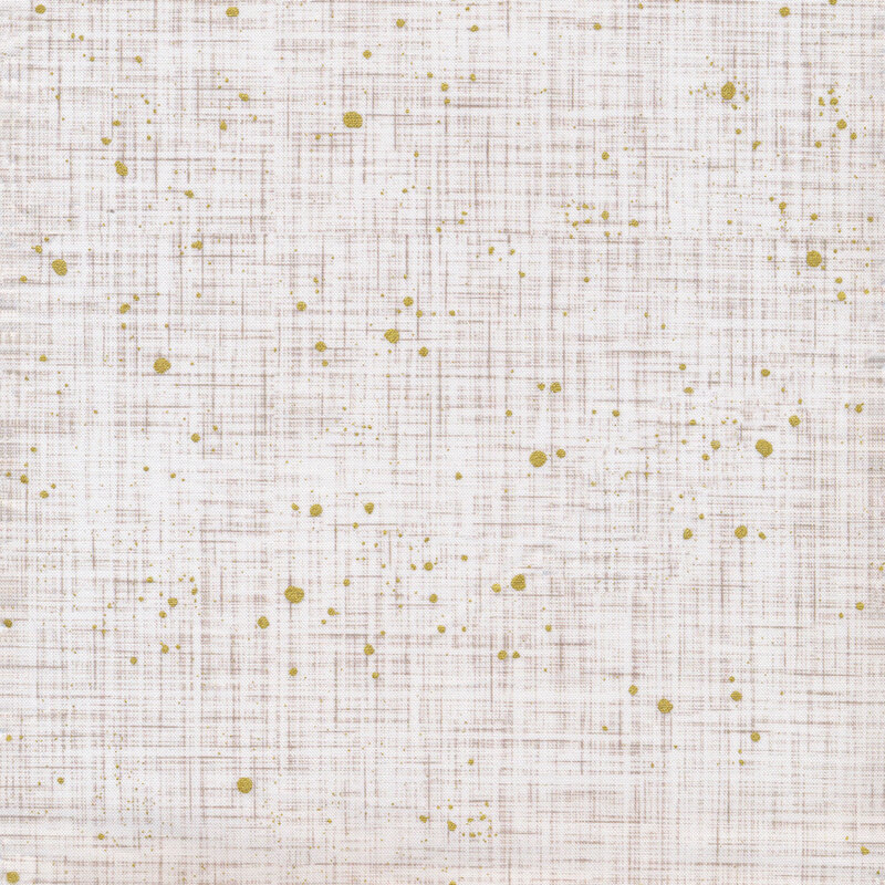 white textured fabric featuring metallic gold speckling