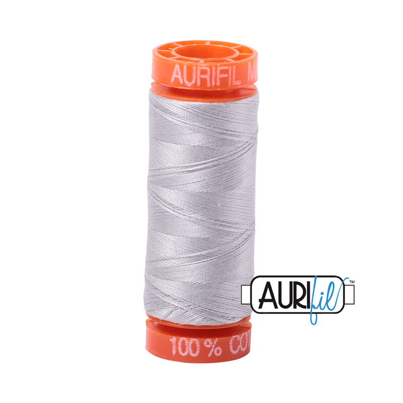 Aluminium thread on an orange spool, isolated on a white background