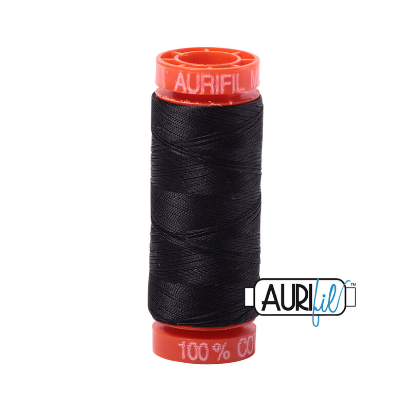 Very Dark Grey thread on an orange spool, isolated on a white background