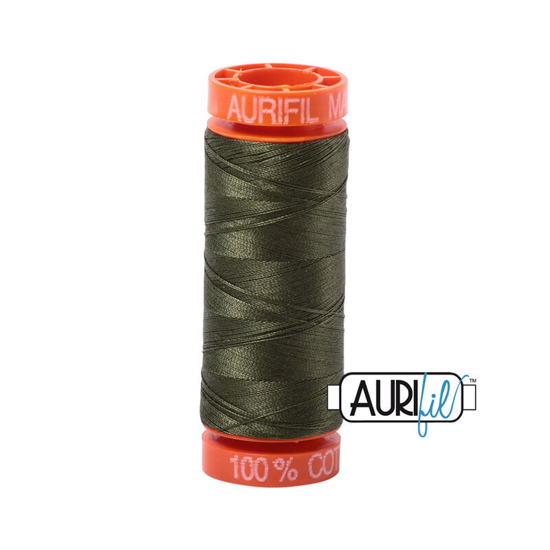 Medium Green thread on an orange spool, isolated on a white background