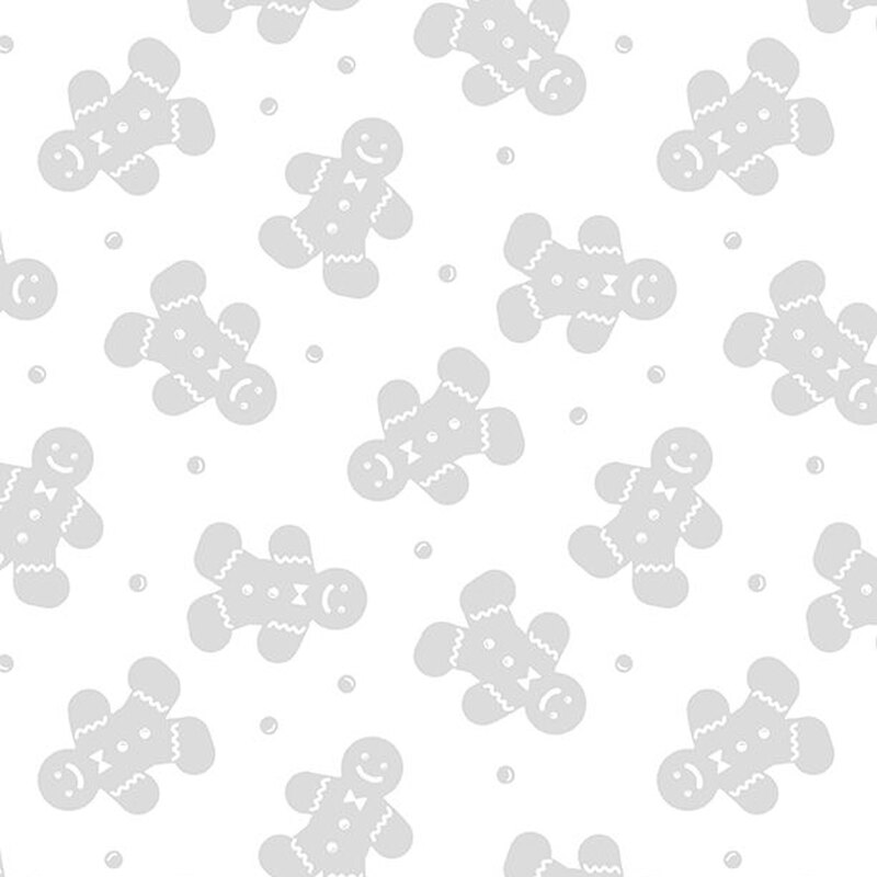 Digital image of tonal white fabric tossed with gingerbread men