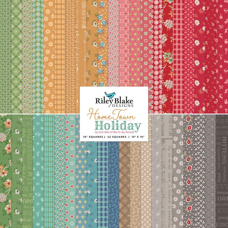 A collage of fabrics available in the Home Town Holiday 10