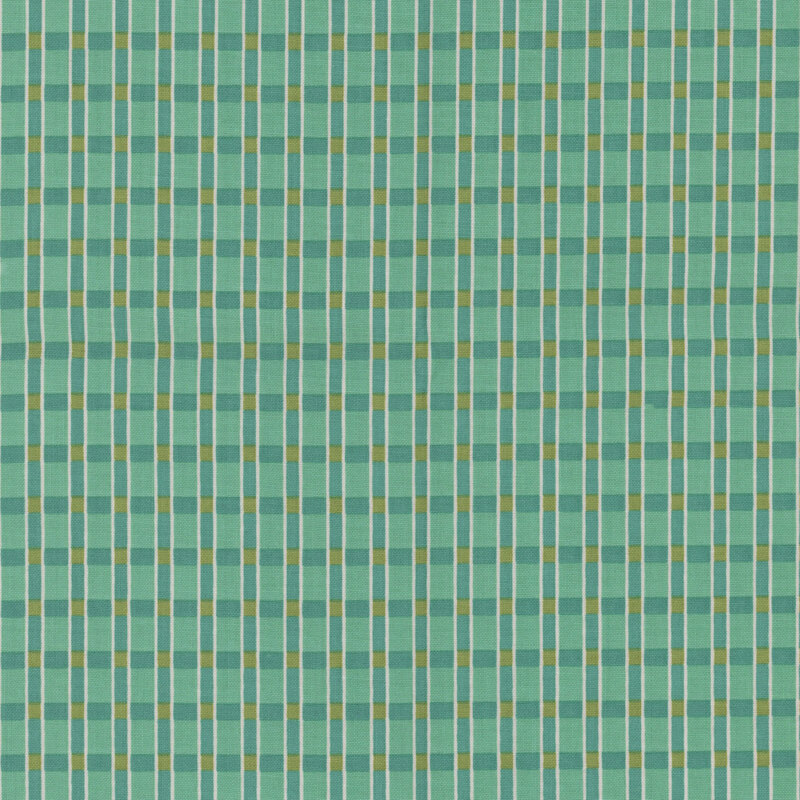 Teal fabric with a tonal plaid pattern