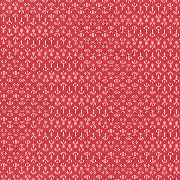 Berry red fabric with a tonal ornament pattern