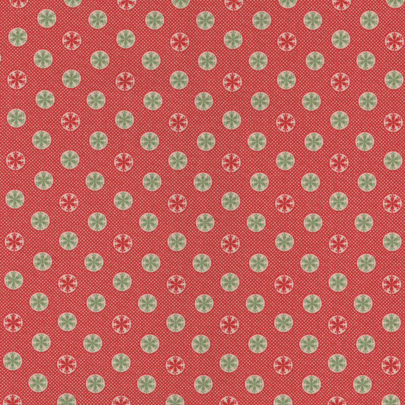 Red fabric with a snowflake pattern