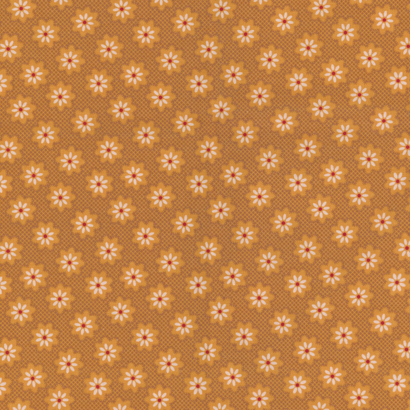 Cider yellow fabric with a diamond pattern and a flower overlay