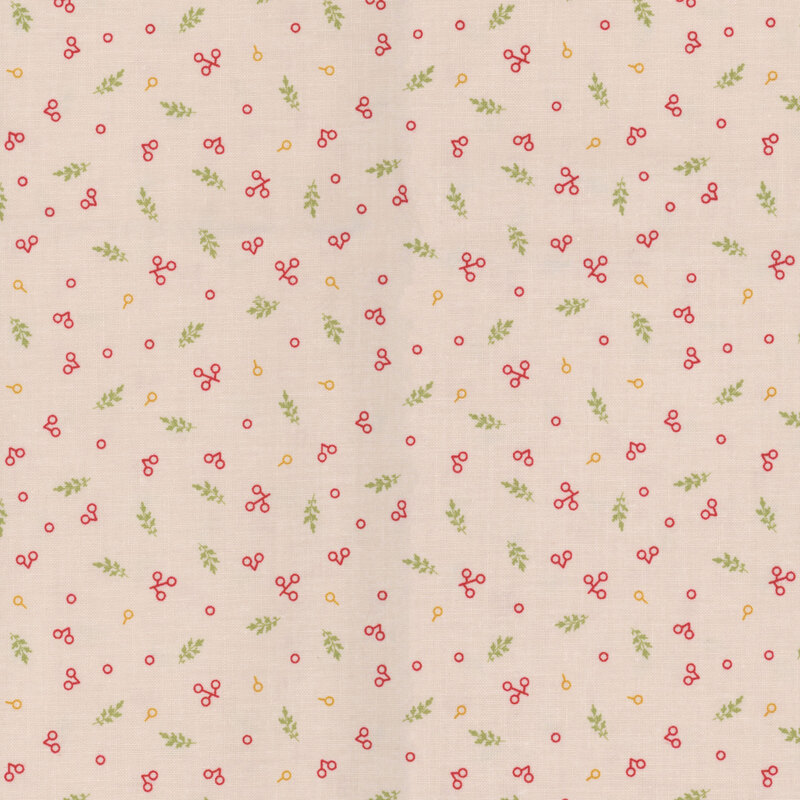 Latte fabric with a leaf and berry pattern