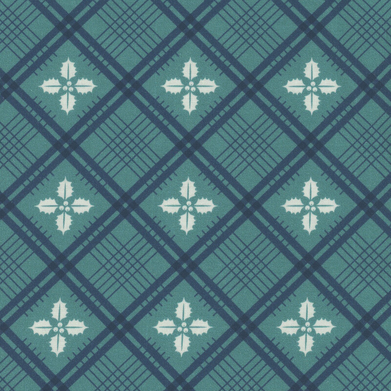 Dark teal fabric with a diamond pattern