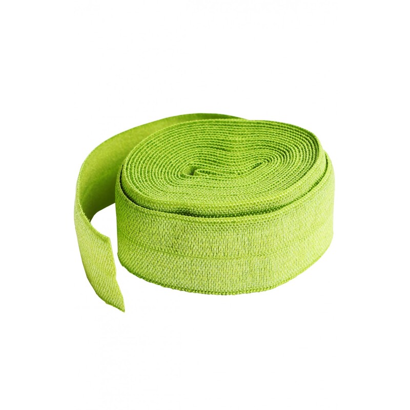 A roll of bright green elastic, 3/4