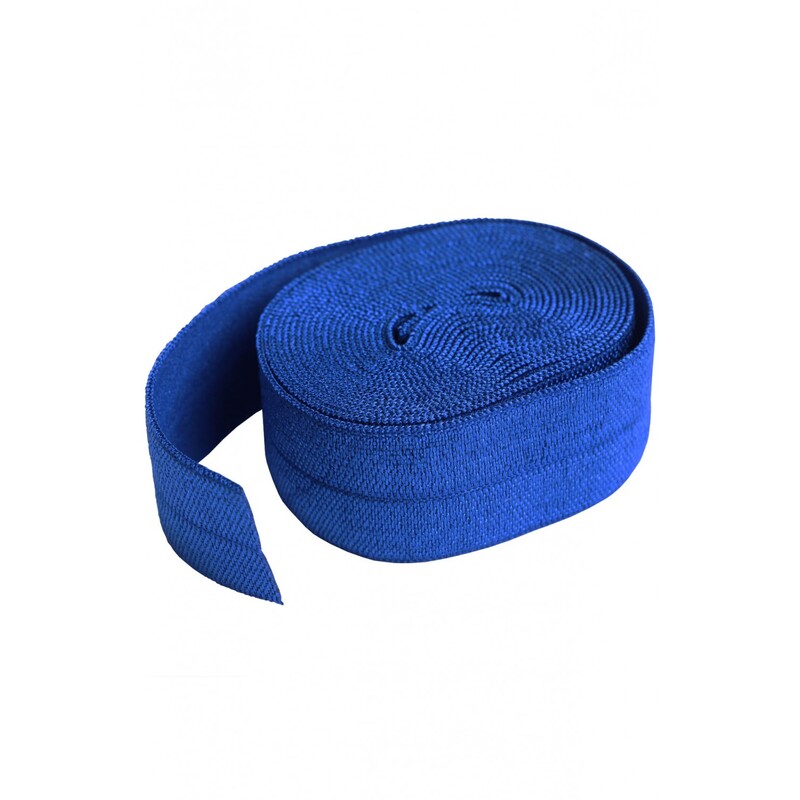 A roll of blue elastic, 3/4