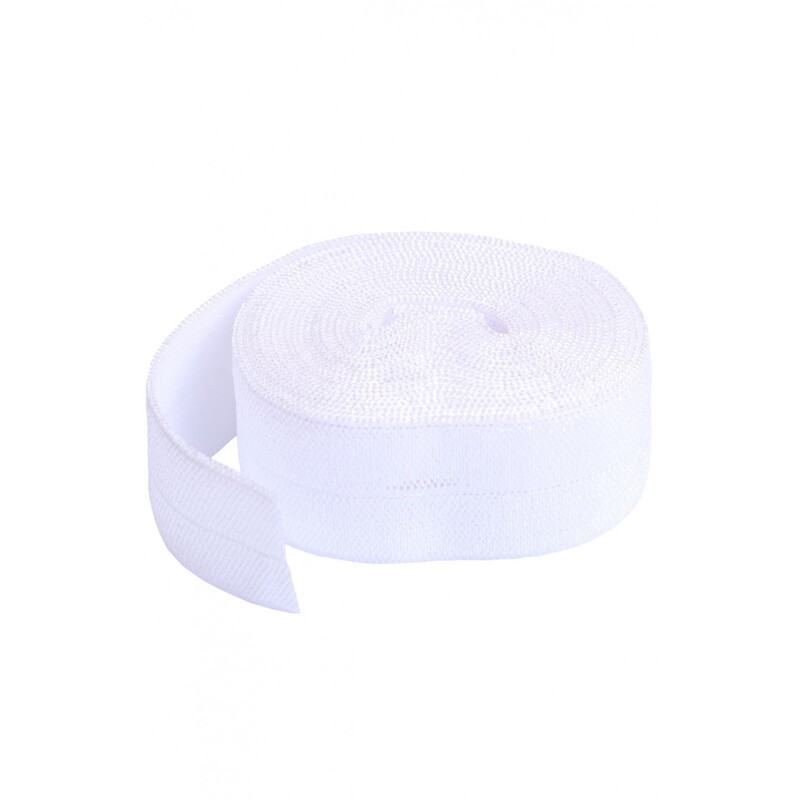 A circular roll of bright white elastic, 3/4