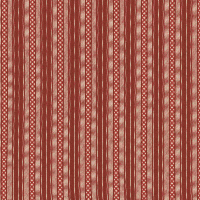 Red and cream stripes with gingham stripes in between