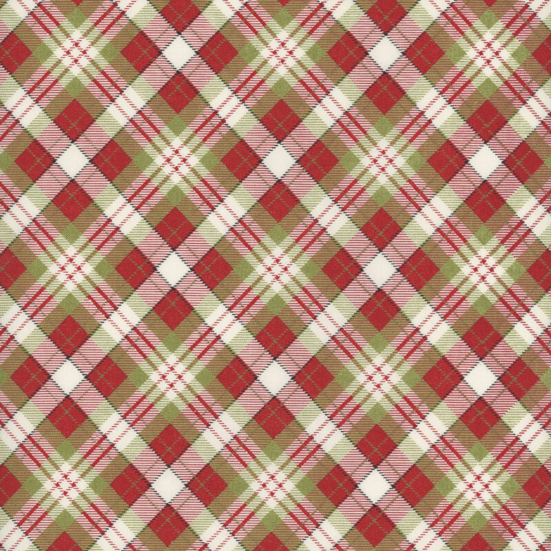 Plaid fabric featuring a beautiful gradient of red, white, and green.