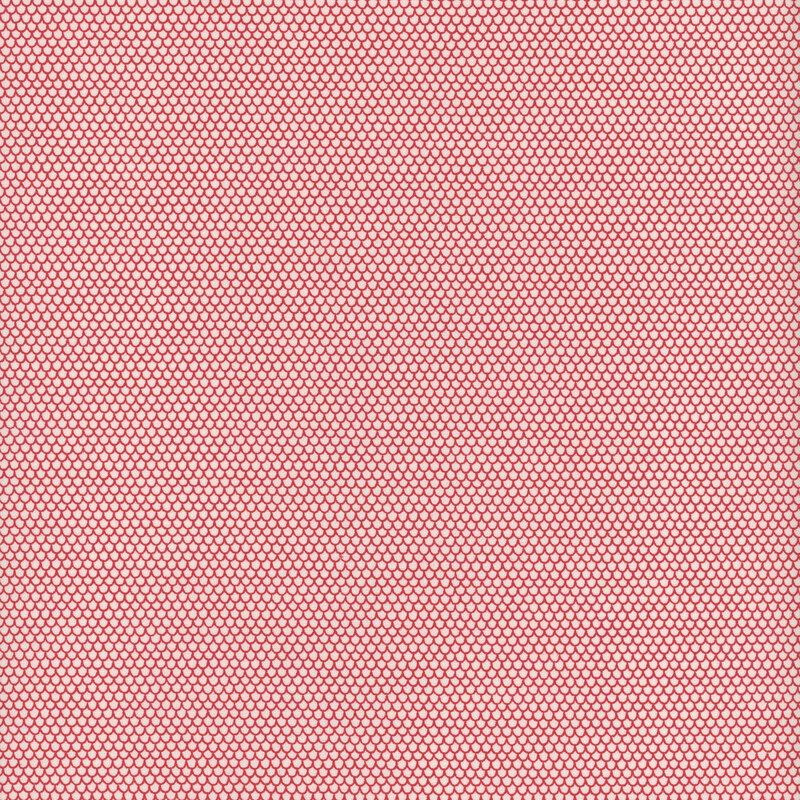 Rows of tiny red scalloped shapes on a white background.