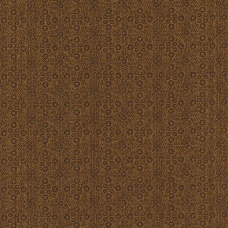 Brown fabric featuring a creative design of stars, dots, and lines