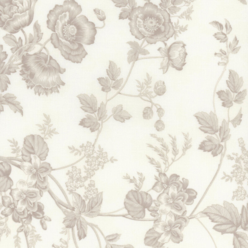 Delicate floral motifs on cream and beige tonal fabric