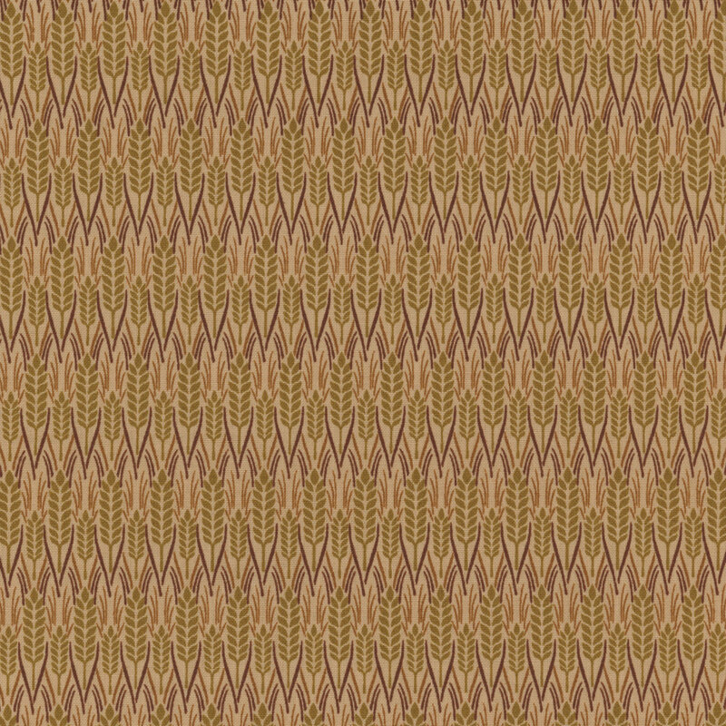 cream fabric featuring rows of wheat in a unique pattern