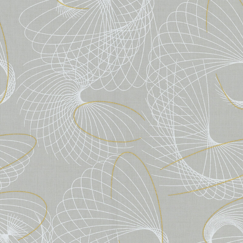 Tonal fractal design featuring gold metallic accents against a neutral light gray background