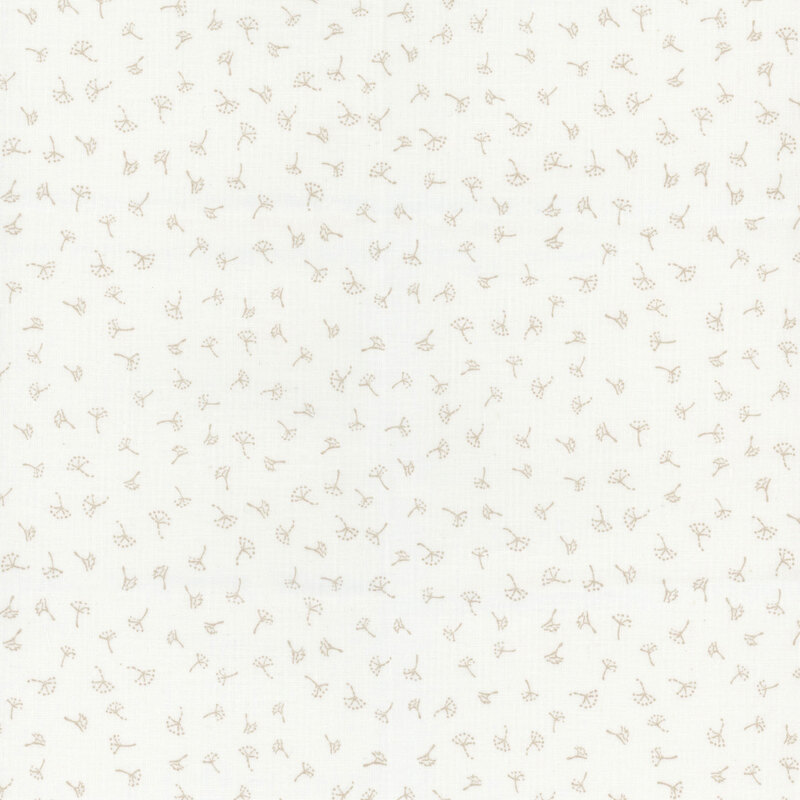 Cream fabric featuring tossed tonal dandelion seeds.