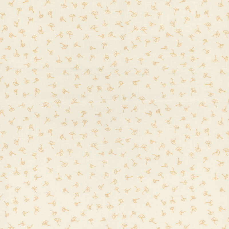 Beige fabric featuring tossed tonal dandelion seeds.