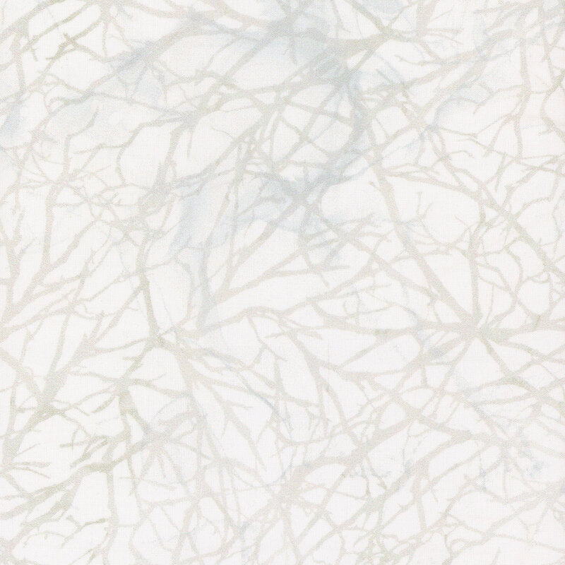 beautiful off white fabric featuring packed together tonal tree branches