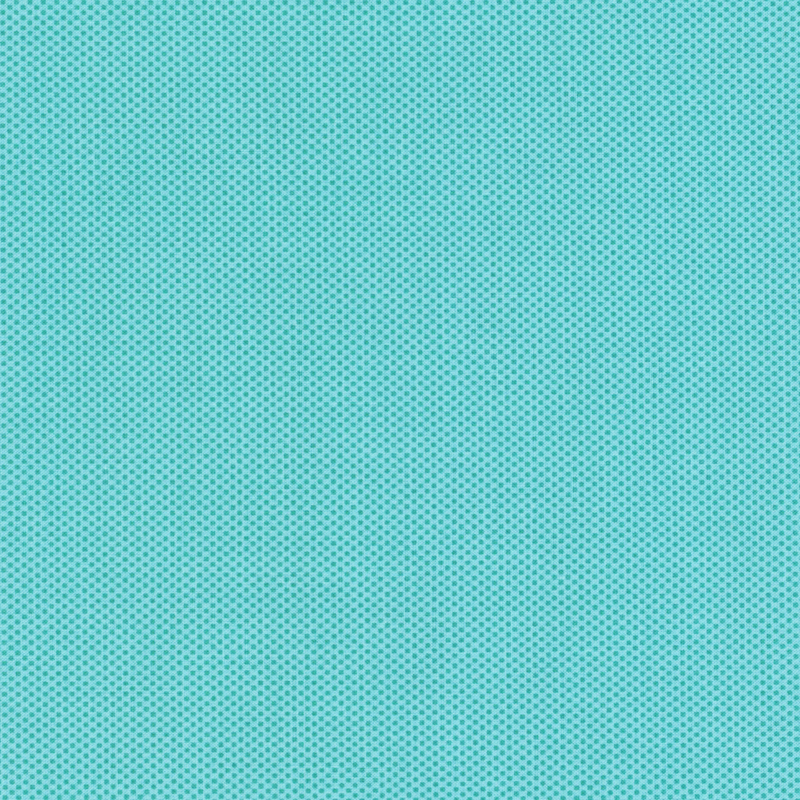 aqua fabric featuring a dotted halftone tonal print