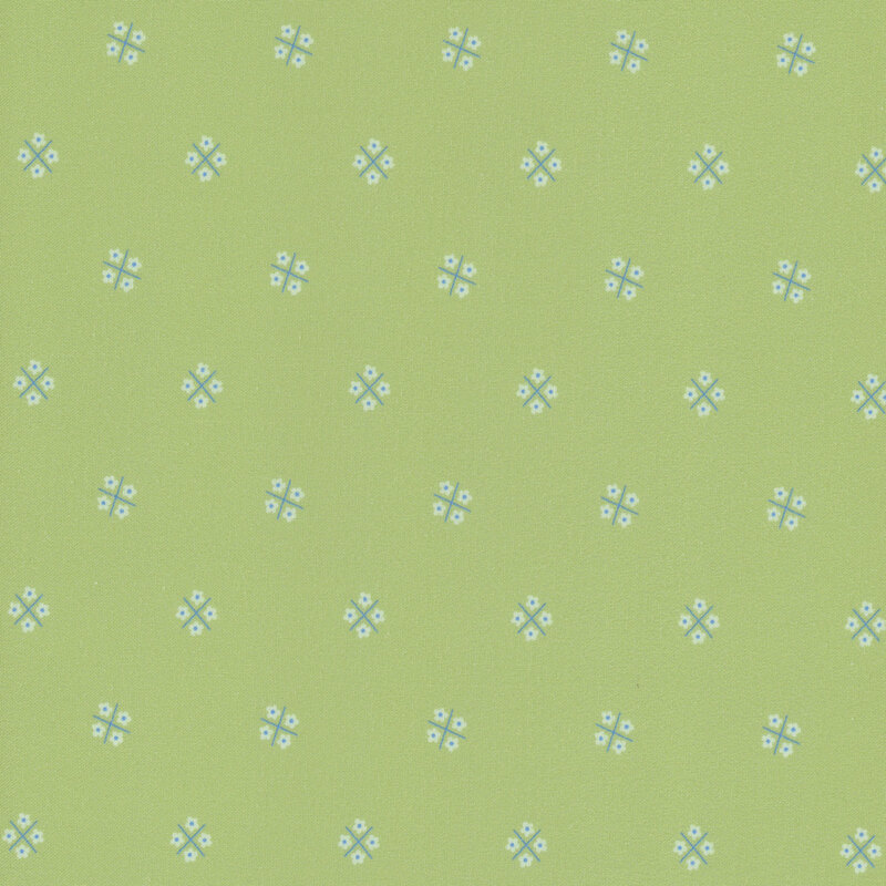 Soft green fabric, featuring scattered clusters of flowers