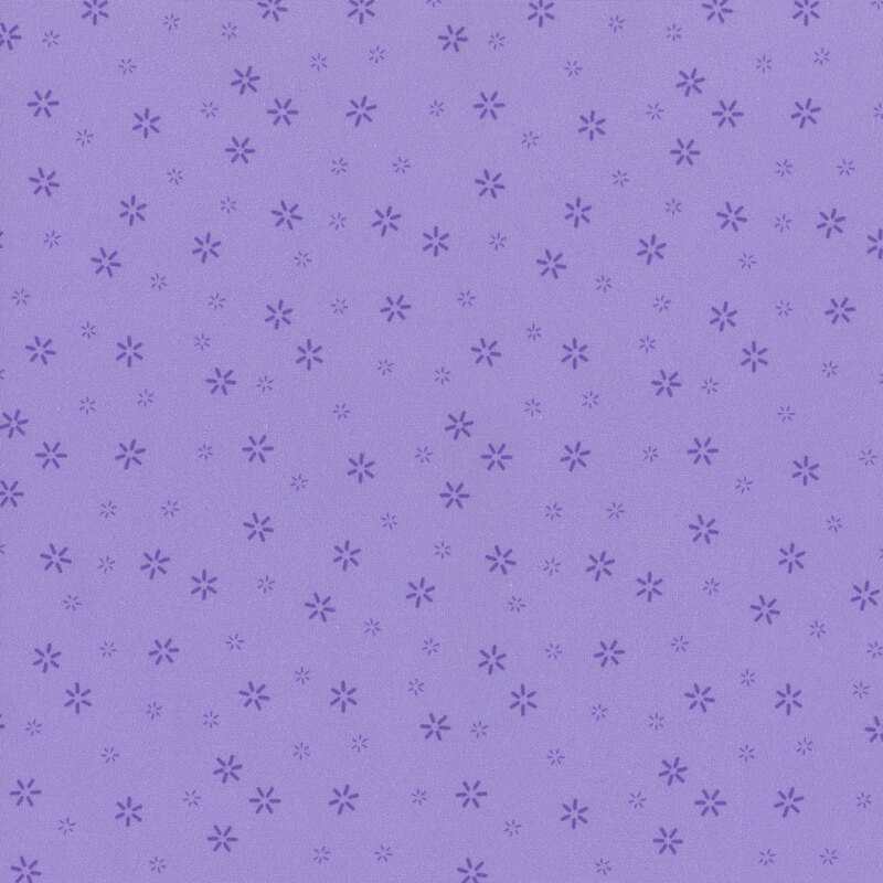 wisteria purple fabric scattered with small simple flower motifs